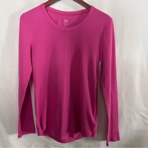 GAP Women's Hot Pink Long Sleeve Waffle Knit Tee Size Medium Tall